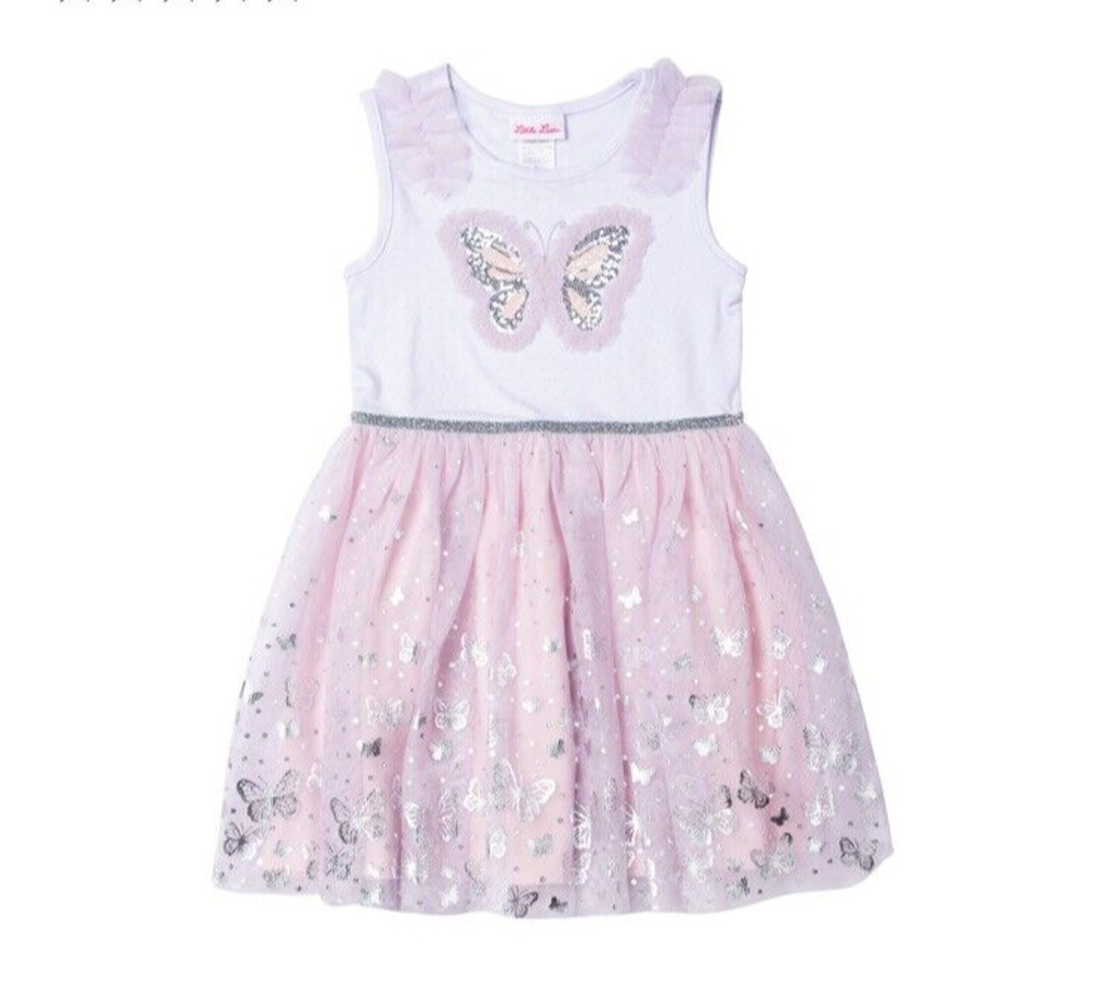 Little Lass Tutu Ballerina Dress Baby Girl Size 12 M Orchid Hush Silver Sequin